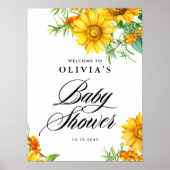Zonnebloem en Zee Buckthorn Baby shower Welkom Poster (Voorkant)