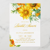 Zonnebloem en Zee Buckthorn Herfst Vrijgezellenfee Folie Uitnodiging (Voorkant)
