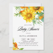 Zonnebloem en Zee Buckthorn QR Code Baby shower Kaart (Voorkant)