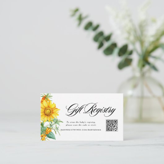 Zonnebloem en Zee Buckthorn QR Code Registry Informatiekaartje (Staand voorkant)