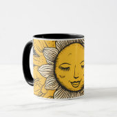 Zonnebloem en Zon Gezicht Mok – Hemelse Mok (Voorkant links)