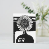 Zonnebloem -  en zwarte kunst briefkaart (Staand voorkant)