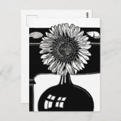 Zonnebloem -  en zwarte kunst briefkaart (Voorkant / Achterkant)