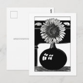Zonnebloem - en zwarte kunst briefkaart (Voorkant / Achterkant)