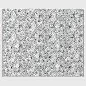 Zonnebloem en zwarte witte flora cadeaupapier (Vlak)