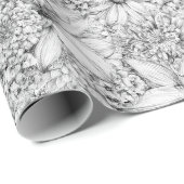 Zonnebloem en zwarte witte flora cadeaupapier (Rol Hoek)