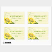 Zonnebloem en Zwemel Wijnflesetiket Rechthoekige Sticker (Vel)