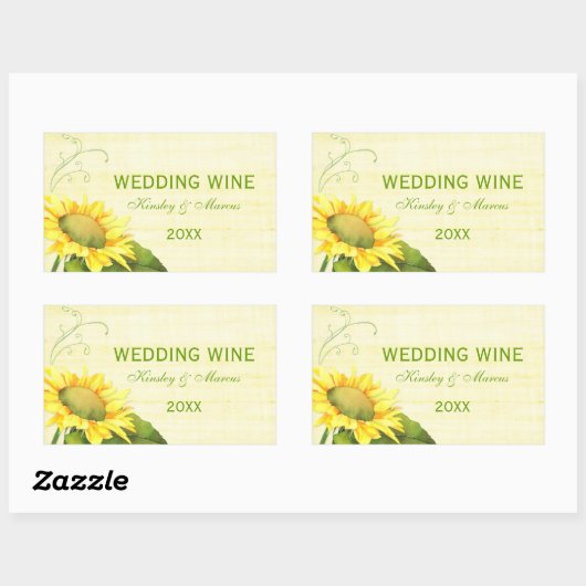 Zonnebloem en Zwemel Wijnflesetiket Rechthoekige Sticker (Vel)