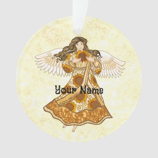 Zonnebloem engel ornament (voorkant)