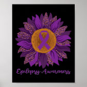 Zonnebloem Epilepsy Bewustheid - Paars lint Poster (Voorkant)