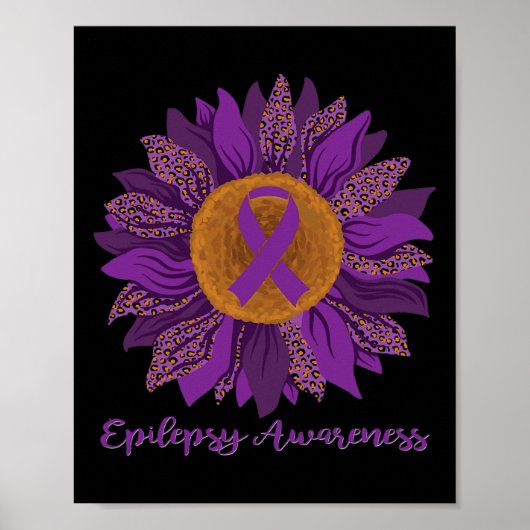 Zonnebloem Epilepsy Bewustheid - Paars lint Poster (Voorkant)