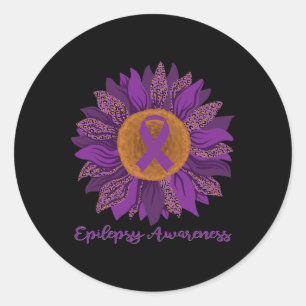Zonnebloem Epilepsy Bewustheid - Paars lint Ronde Sticker