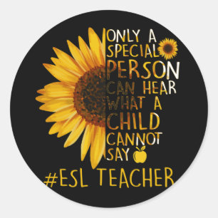 Zonnebloem ESL-leraar speciaal persoon kan horen Ronde Sticker