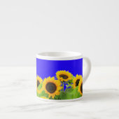 Zonnebloem Espresso Cup Oekraïne Vlag Kleuren Vrij Espresso Kop (Voorkant rechts)