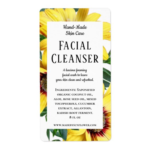 Zonnebloem Etiket op het ingrediënt van zonnebloem (Voorkant)