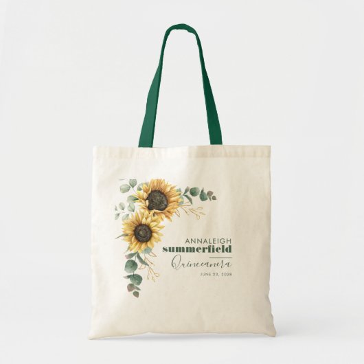Zonnebloem Eucalyptus 15e verjaardag Quinceanera Tote Bag (Voorkant)
