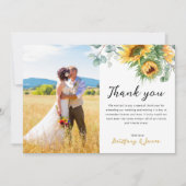 Zonnebloem Eucalyptus 2 Foto's Weddenschap Bedankkaart (Voorkant)