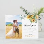 Zonnebloem Eucalyptus 2 Foto's Weddenschap Bedankkaart (Staand voorkant)