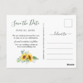 Zonnebloem Eucalyptus 3 FOTO Bruiloft Save the Dat Briefkaart (Achterkant)