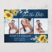 Zonnebloem Eucalyptus 3 FOTO Bruiloft Save the Dat Briefkaart (Voorkant)