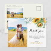 Zonnebloem Eucalyptus 4 Foto's Weddenschap Bedankt Briefkaart (Voorkant / Achterkant)