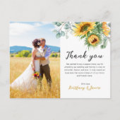 Zonnebloem Eucalyptus 4 Foto's Weddenschap Bedankt Briefkaart (Voorkant)