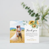 Zonnebloem Eucalyptus 4 Foto's Weddenschap Bedankt Briefkaart (Staand voorkant)