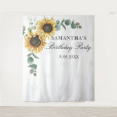 Zonnebloem Eucalyptus 60e verjaardag Party Achterg Wandkleed (Voorkant)