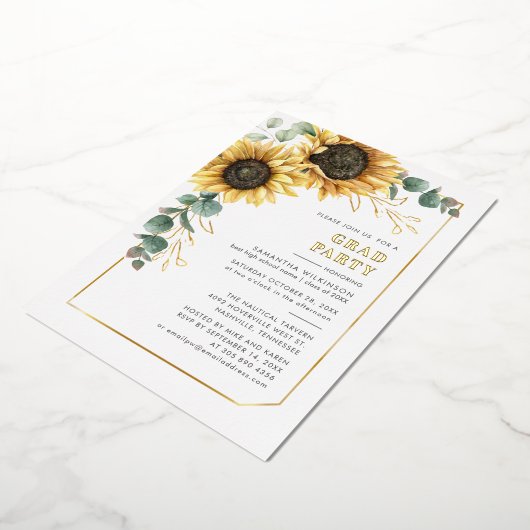 Zonnebloem Eucalyptus Afstuderen 2025 Party Folie Uitnodiging (Gedraaid)