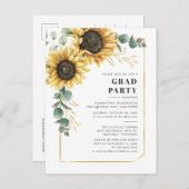Zonnebloem Eucalyptus Afstuderen 2025 Party Uitnodiging Briefkaart (Voorkant / Achterkant)