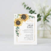 Zonnebloem Eucalyptus Afstuderen 2025 Party Uitnodiging Briefkaart (Staand voorkant)