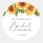 Zonnebloem Eucalyptus Aquarel Bruidsdouche Ronde Sticker (Voorkant)