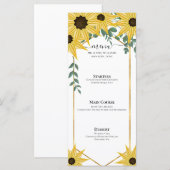 Zonnebloem Eucalyptus Aquarel Gele Bloem Menu (Voorkant / Achterkant)