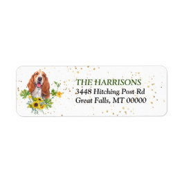 Zonnebloem Eucalyptus Basset Hound Retouradres Etiket