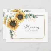 Zonnebloem Eucalyptus Be My Maid of Honor Kaart (Voorkant / Achterkant)