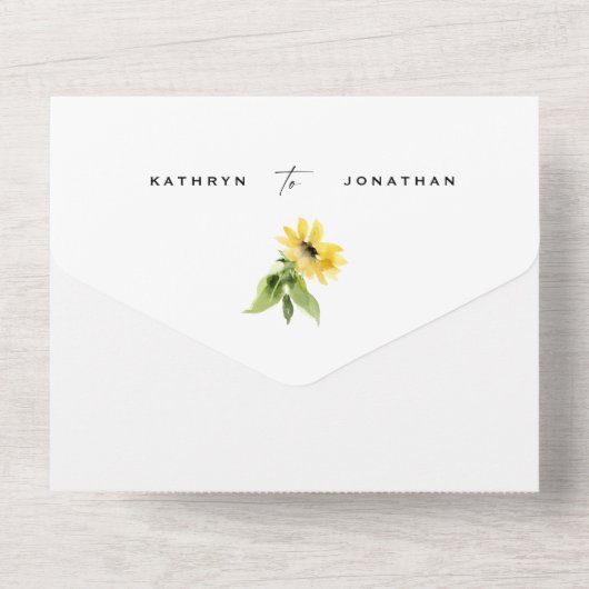Zonnebloem Eucalyptus Beide ouders bruiloft All In One Uitnodiging (Achterkant)