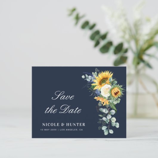 Zonnebloem Eucalyptus Bewaar de datum Briefkaart (Staand voorkant)