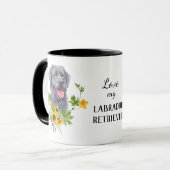 Zonnebloem Eucalyptus Black Labrador Retriever Dog Mok (Voorkant links)