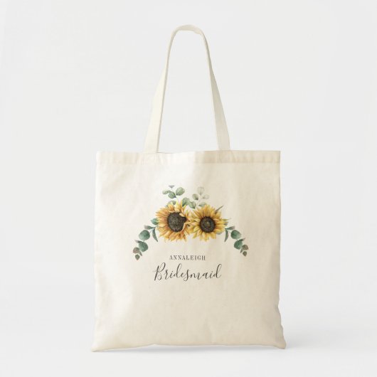 Zonnebloem Eucalyptus Bladeren Bruidsmeisje Op Maa Tote Bag (Voorkant)
