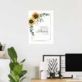Zonnebloem Eucalyptus Bladeren Script Bruidsdouche Poster (Thuiskantoor)