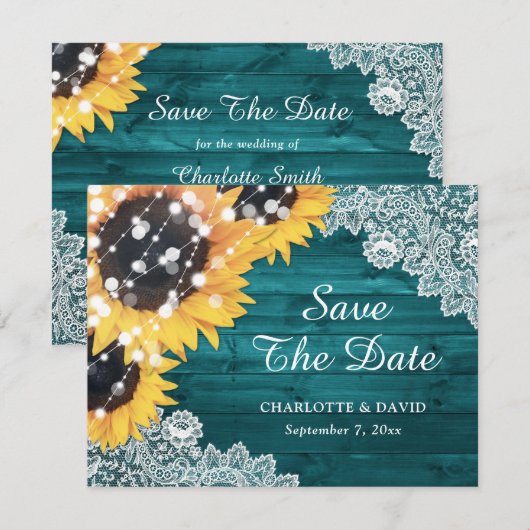 Zonnebloem Eucalyptus Blauwgroen huwelijk Aankondiging (Voorkant / Achterkant)