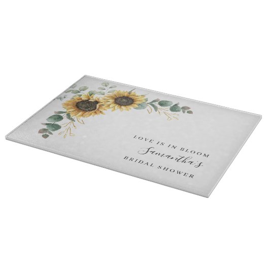 Zonnebloem Eucalyptus Bloemachtige Bruiloftsontvan Snijplank (Hoek)