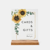 Zonnebloem Eucalyptus Bloemen Trouwkaarten en Gift Acryl Bord (Voorkant)