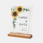 Zonnebloem Eucalyptus Bloemen Trouwkaarten en Gift Acryl Bord (Hoek)