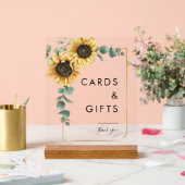 Zonnebloem Eucalyptus Bloemen Trouwkaarten en Gift Acryl Bord (Huwelijk)