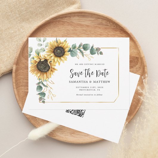 Zonnebloem Eucalyptus Bloemen Website QR Code Save The Date
