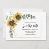 Zonnebloem Eucalyptus Bloemen Website QR Code Save The Date (Voorkant)