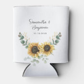 Zonnebloem Eucalyptus bloemenschrift bruiloft guns Blikjeskoeler (Voorkant)