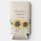 Zonnebloem Eucalyptus Bloemenscript Bruiloft Favor Seltzer Blikjeskoeler (Achterkant)