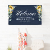 Zonnebloem eucalyptus bloemenwelkom bruiloft spandoek (Insitu)